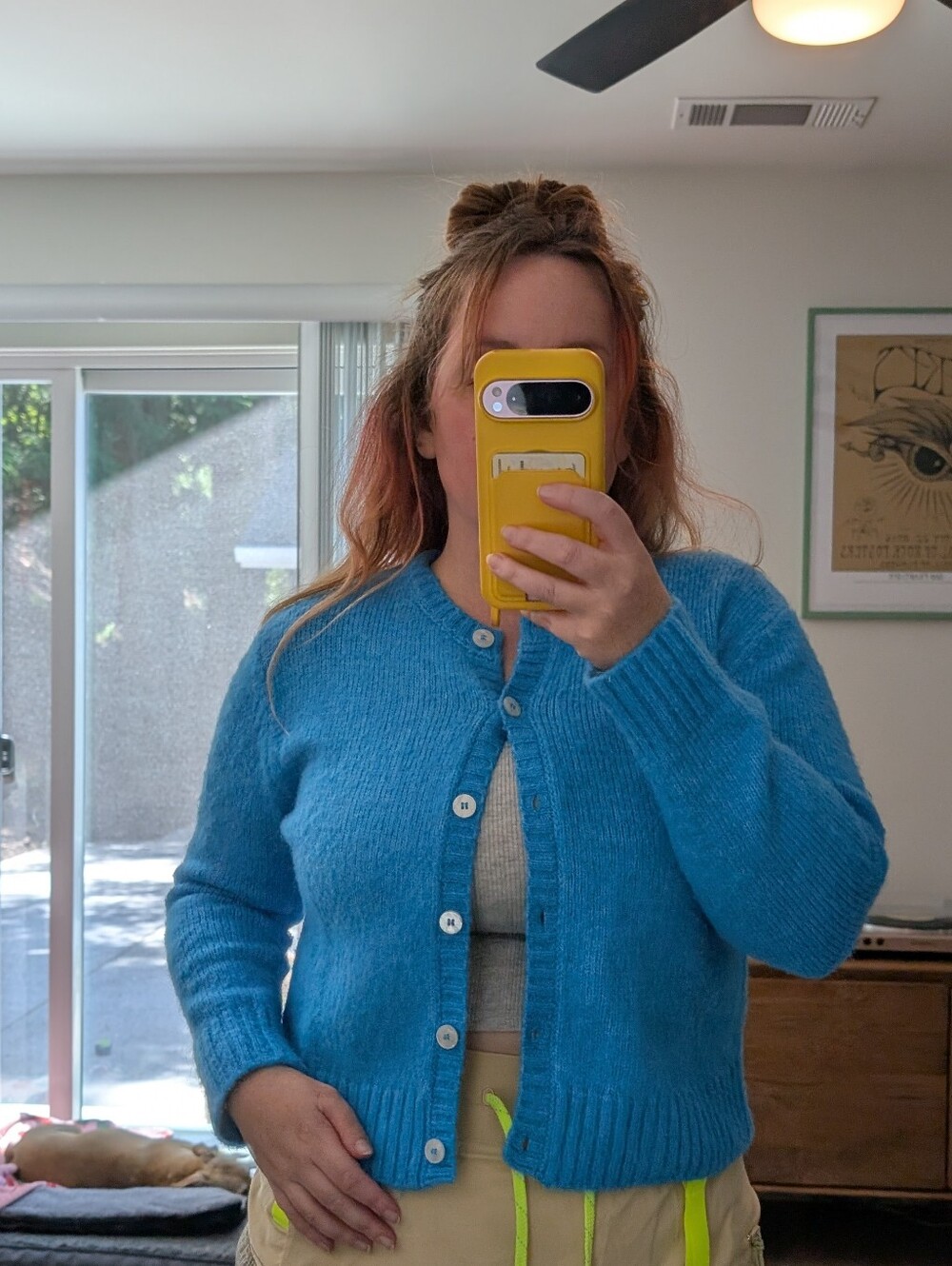 Zara Bright Blue Button-Up Knit Cardigan